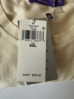 Ralph Lauren Purple Label Cream Linen/Cotton Jersey T-Shirt 2XL Italy NWT $295
