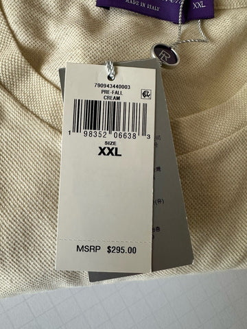 Ralph Lauren Purple Label Cream Linen/Cotton Jersey T-Shirt 2XL Italy NWT $295