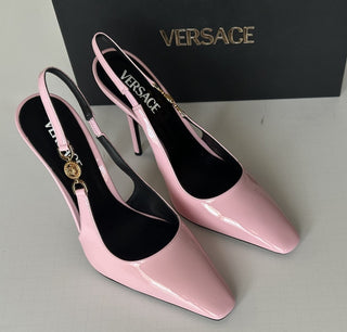 Versace Sling Back Leather Pump Shoes Pale Pink 10 US (40) 1012127 IT NIB $850