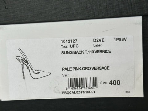 Versace Sling Back Leather Pump Shoes Pale Pink 10 US (40) 1012127 IT NIB $850