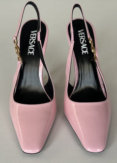 Versace Sling Back Leather Pump Shoes Pale Pink 10 US (40) 1012127 IT NIB $850