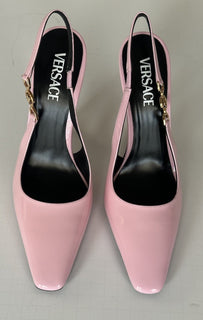 Versace Sling Back Leather Pump Shoes Pale Pink 11 US (41) 1012127 IT NIB $850