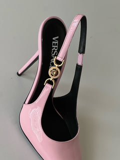Versace Sling Back Leather Pump Shoes Pale Pink 11 US (41) 1012127 IT NIB $850
