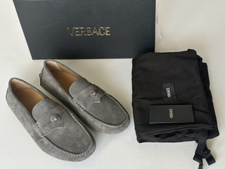 VERSACE Medusa Men's Charcoal Suede Driver Shoes 9 US (42 Euro) Italy 1013960