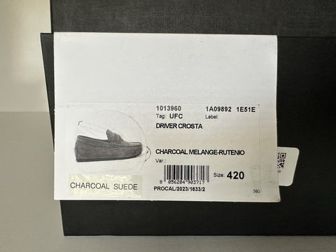 VERSACE Medusa Men's Charcoal Suede Driver Shoes 9 US (42 Euro) Italy 1013960