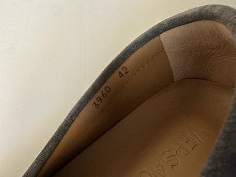 VERSACE Medusa Men's Charcoal Suede Driver Shoes 9 US (42 Euro) Italy 1013960