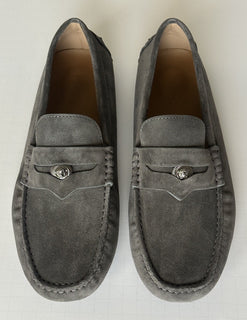 VERSACE Medusa Men's Charcoal Suede Driver Shoes 12 US (45 Euro) Italy 1013960