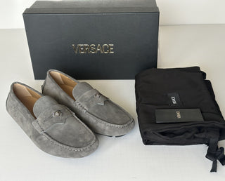 VERSACE Medusa Men's Charcoal Suede Driver Shoes 12 US (45 Euro) Italy 1013960