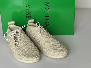 Bottega Veneta Tech Knit Stretch Sea  Salt Sneakers 12 US (45) 651306 NIB $1300