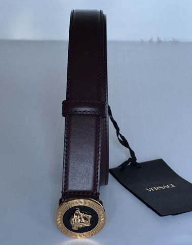 Versace Medusa-Buckle Burgundy Slim Leather Belt 80 (32) IT 1012369 NWT $550