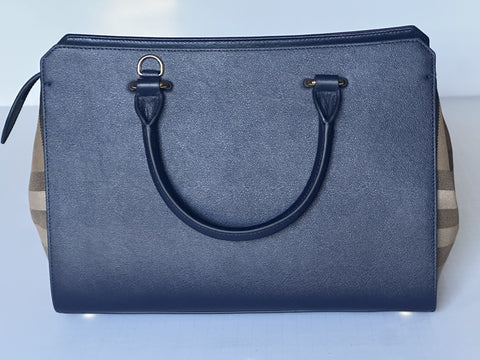 Burberry Banwell Tote House Check Bag Dark Canvas Blue 80844821 NWT $1950