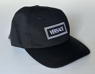 Versace Logo  Drill Cotton Light Baseball Cap Black 58 Italy 1009910 NWOT $475