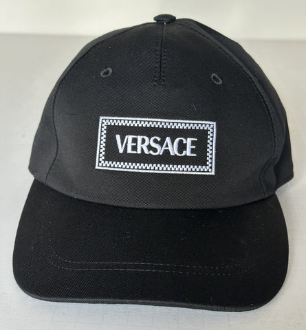 Versace Logo  Drill Cotton Light Baseball Cap Black 58 Italy 1009910 NWOT $475