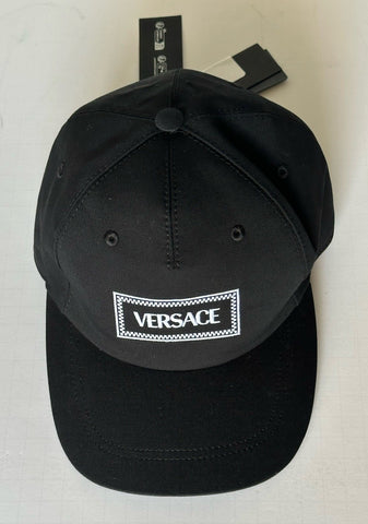 Versace Logo  Drill Cotton Light Baseball Cap Black 58 Italy 1009910 NWOT $475