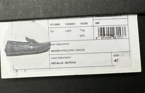 VERSACE Croc-Effect Men's Leather Driver Shoes Gray 7 US (40) 1013960 NIB $850