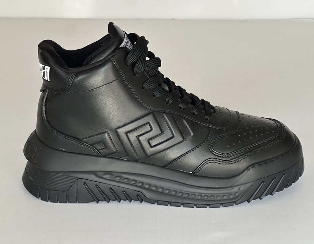 Versace Greca Leather High Top Black Sneakers 14.5 US (47.5) 1011349 NWT $1175