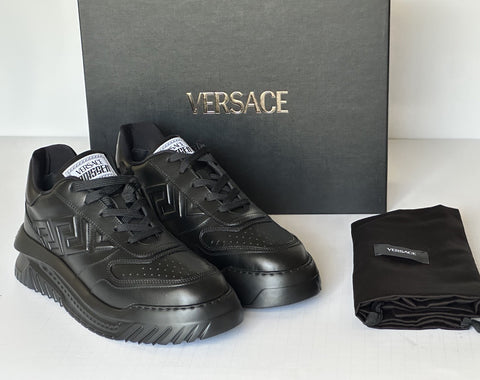 Versace Greca Leather Low Top Black Sneakers 14.5 US (47.5) 1008124 NWT $775