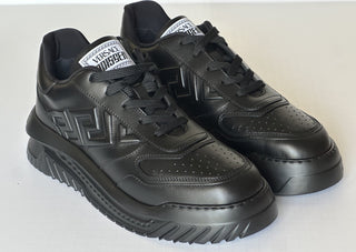Versace Greca Leather Low Top Black Sneakers 14.5 US (47.5) 1008124 NWT $775