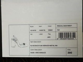 Versace Medusa Head Sling Back Patent Leather Nude Shoes 9 US 1014618 NIB $1000