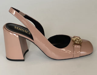 Versace Medusa Head Sling Back Patent Leather Nude Shoes 9 US 1014618 NIB $1000