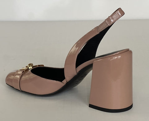 Versace Medusa Head Sling Back Patent Leather Nude Shoes 9 US 1014618 NIB $1000