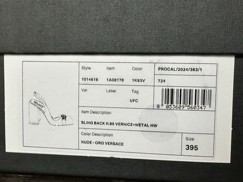 Versace Medusa Head Sling Back Patent Leather Nude Shoes 9.5 US 1014618 NIB$1000