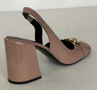 Versace Medusa Head Sling Back Patent Leather Nude Shoes 9.5 US 1014618 NIB$1000