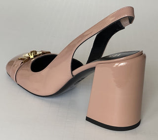Versace Medusa Head Sling Back Patent Leather Nude Shoes 8 US 1014618 NIB $1000