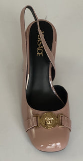 Versace Medusa Head Sling Back Patent Leather Nude Shoes 8 US 1014618 NIB $1000