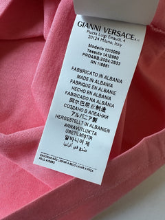 Versace Medusa Rhinestone Pink Cotton Jersey T-Shirt 6 (40) 1010069 NWT $750