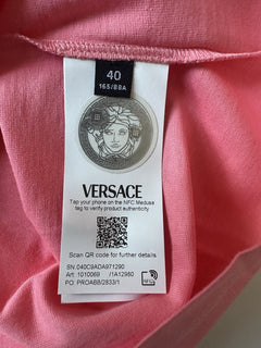 Versace Medusa Rhinestone Pink Cotton Jersey T-Shirt 6 (40) 1010069 NWT $750