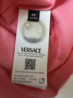 Versace Medusa Rhinestone Pink Jersey T-Shirt 10 US (46 Eu) 1010069 NWT $750