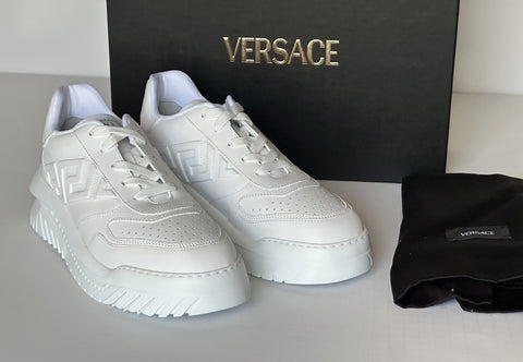 Versace Greca Leather Low Top White Sneakers 14 US (47) 1008124 Italy NWT $775