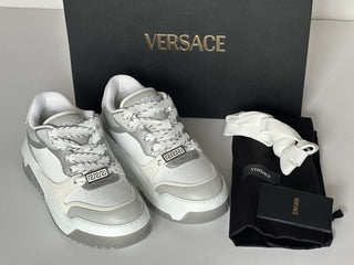 Versace Odissea Mens Leather White/Gray Sneakers 10.5 US (43.5) 1015437 NIB $950