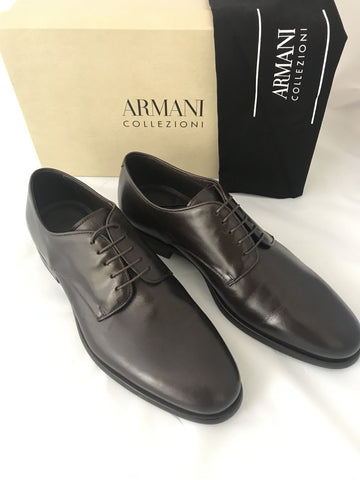 Armani Collezioni Leather Men’s Shoes Brown 12.5 US 45.5 Eu Italy NIB $795
