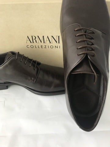 Armani Collezioni Leather Men’s Shoes Brown 12.5 US 45.5 Eu Italy NIB $795