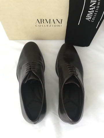 Armani Collezioni Leather Men’s Shoes Brown 12.5 US 45.5 Eu Italy NIB $795