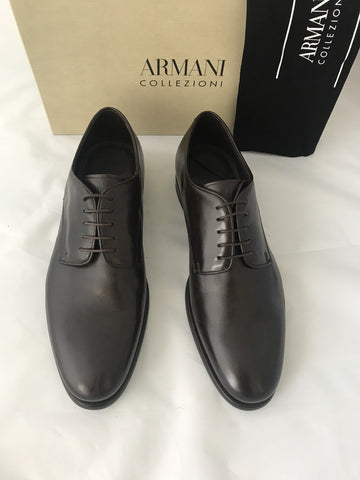 Armani Collezioni Leather Men’s Shoes Brown 12.5 US 45.5 Eu Italy NIB $795