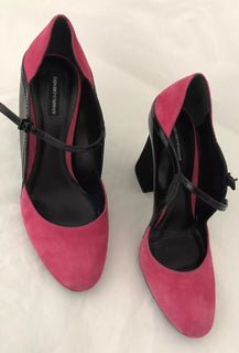 Emporio Armani Women's High Heel Suede Pink Dress Shoes 8 US X3E261 IT NIB $595