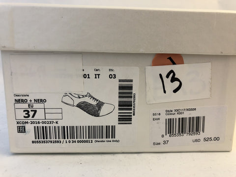 Emporio Armani Leather Women's Black Summer Flats 7 US X3C117 NIB $525