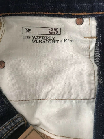 Polo Ralph Lauren Waverly Straight Crop Embroidered Blue Jeans Size 25 NWT $298