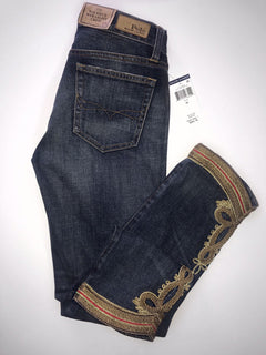 Polo Ralph Lauren Waverly Straight Crop Embroidered Blue Jeans Size 25 NWT $298
