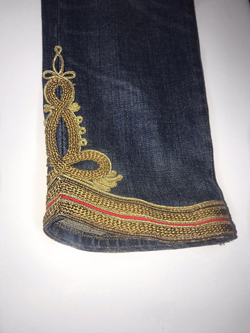 Polo Ralph Lauren Waverly Straight Crop Embroidered Blue Jeans Size 25 NWT $298