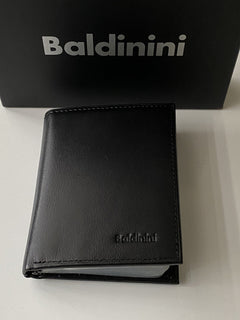 Baldinini Mens Card Holder Wallet Leather Black P57VITE00 Italy NIB