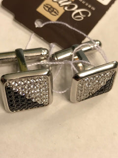 Elegant Black & White Fianit with 585 White Gold Cufflinks by Estet Jewelry NWT