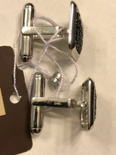 Elegant Black & White Fianit with 585 White Gold Cufflinks by Estet Jewelry NWT