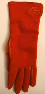 Giorgio Armani Women's Leather/Cashmere Gloves Orang Size L Italy NWT $845
