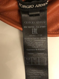 Giorgio Armani Women's Leather/Cashmere Gloves Orang Size L Italy NWT $845