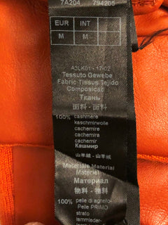 Giorgio Armani Women's Leather/Cashmere Gloves Orang Size M Italy NWT $845