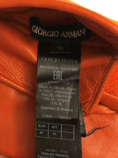 Giorgio Armani Women's Leather/Cashmere Gloves Orang Size M Italy NWT $845